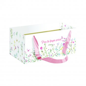 Caixa Kit Florir c/ Alça Cetim 20cmx12cmx10cm 1pç Branco