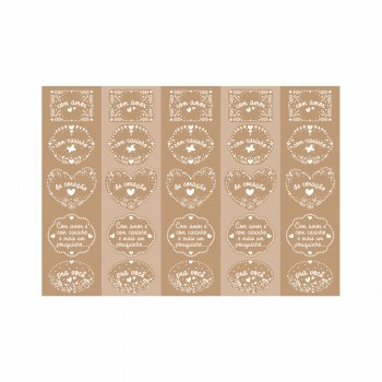 Cartela de Etiqueta Encanto 21cmx14,8cm 50pçs Cáqui