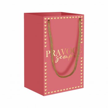 Sacola Duplex Essenza c/ Hot Stamping 26cmx13,8cmx11cm 4pç Blush/Ouro