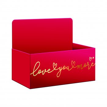 Caixa Display Love You More c/ Hot Stamping 27,5cmx11,5cmx18,5cm 1pç Vermelho Cherry/Ouro