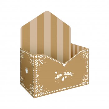 Caixa Envelope Encanto 22cmx12cmx13cm 3pç Cáqui