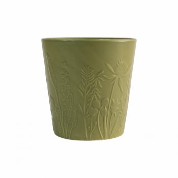 Vaso Cerâmica Garden 12,7cmx12cm 1pç Verde Cana