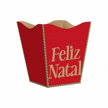 Cachepot Vintage Tradição De Natal Grande 10pc Vermelho Cherry