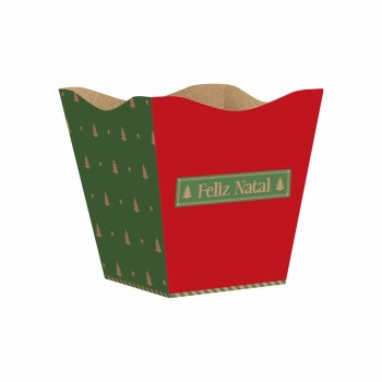 Cachepot Vintage Tradição De Natal Pequeno 10pc Vermelho Cherry/Verde Ficus