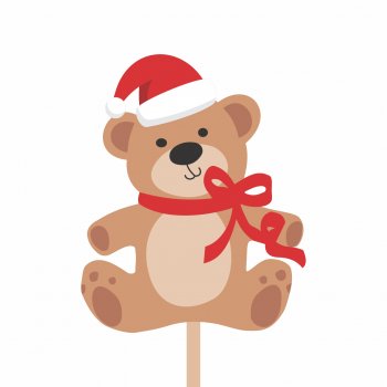Pick MDF Urso Natal 71mmx88mm 1pç Cáqui