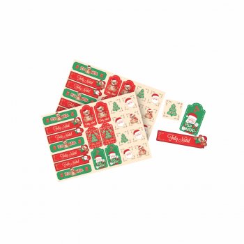 Cartela de Etiqueta O Natal Chegou 21cmx14,8cm 42pçs Multicor