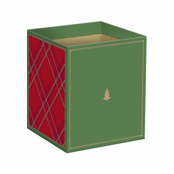 Cachepot Quadrado Tradição De Natal 14,5cmx14,5cmx15,5cm 10pc Vermelho/Verde Ficus
