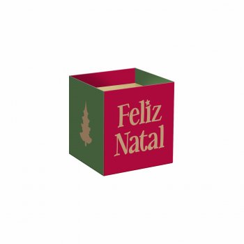 Cachepot Quadrado Tradição De Natal 06cmx06cmx5,5cm 10pc Vermelho Cherry/Verde Ficus