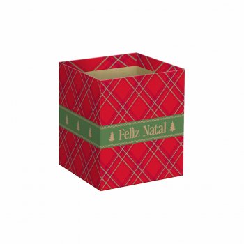 Cachepot Quadrado Tradição De Natal 11cmx11cmx11cm 10pc Vermelho/Verde Ficus