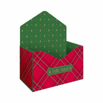 Caixa Envelope Tradição De Natal 22cmx12cmx13cm 3pç Vermelho/Verde Ficus