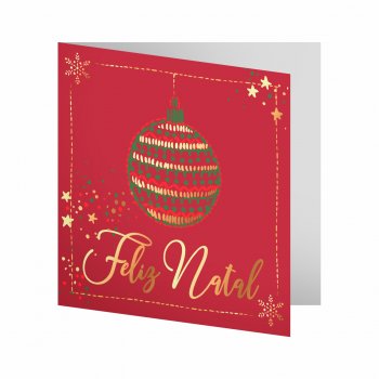 Cartão Celebrar c/ Hot Stamping  09cmx09cm 10pçs  Vermelho Cherry/Ouro