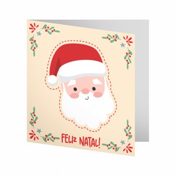 Cartão O Natal Chegou Papai Noel 09cmx09cm 10pçs Barbante/Vermelho