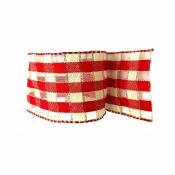 Fita Xadrez Aramada Metal 60mmx9,15m Vermelho/Barbante