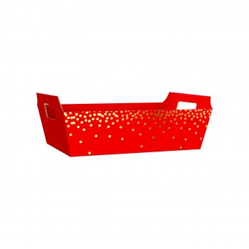 Bandeja Vintage Dotz c/ Hot Stamping 26cmx18cmx8,5cm 4pc Vermelho/Ouro