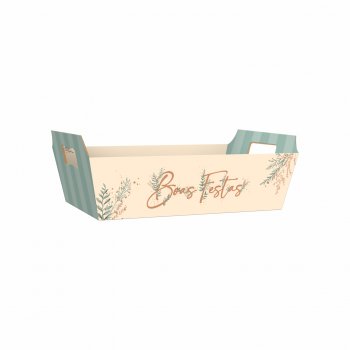 Bandeja Vintage Lumiar 21cmx15cmx6,5cm 4pc Barbante/Eucalipto