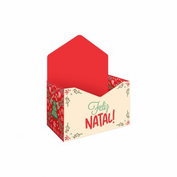 Mini Caixa Envelope O Natal Chegou 10cmx5,5cmx7cm 6pç Barbante/Vermelho