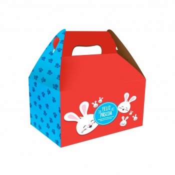 Maletinha Vintage Caça Aos Ovos 12cmx8cmx6cm 10pc Vermelho/Azul