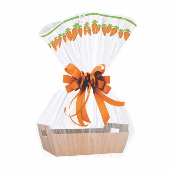 Saco Poli Barrado Abraço Do Coelhinho 45cmx58cm 25pç Laranja/Verde