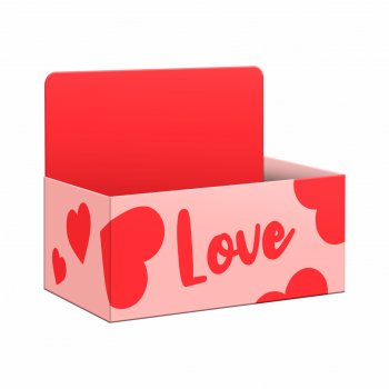 Caixa Display Chocolove 27,5cmx11,5cmx18,5cm 1pç Rosa/Vermelho