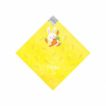 Saco p/ Ovo Pratik Metalizado Abraço Do Coelhinho 35cmx35cm 25fls Amarelo