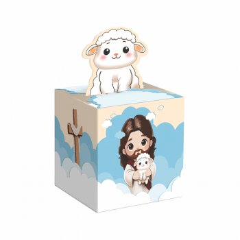 Caixa Surpresa O Amor Vive 7cmx7cmx7cm 8pç Barbante/Azul