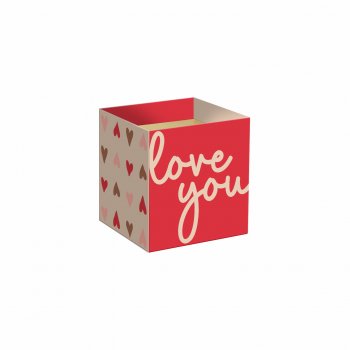 Cachepot Quadrado My Valentine 06cmx06cmx5,5cm 10pc Vermelho/Natural