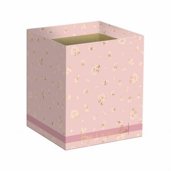 Cachepot Quadrado Cecília c/ Hot Stamping 14,5cmx14,5cmx15,5cm 10pc Rosé Claro