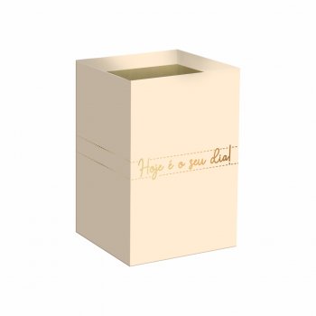 Cachepot Quadrado Cecília c/ Hot Stamping 12cmx12cmx17,5cm 6pcs Barbante/Ouro