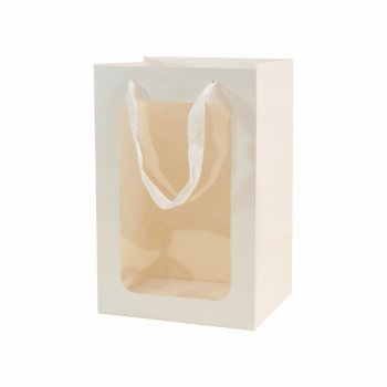 Sacola de Papel Com Visor 20cmx16cmx30cm Branca