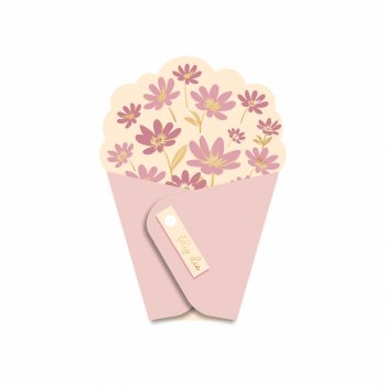 Cartão Abraço Cecília 9,4cmx12,1cm 06pçs Rosé Claro/Barbante