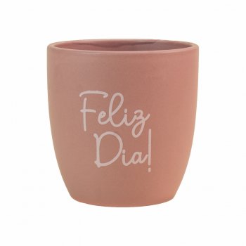 Vaso Cerâmica Mate Feliz Dia 13cmx10cmx15cm 1pç Rosé
