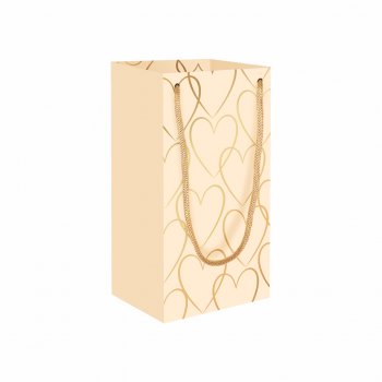 Sacola Duplex Modern Love c/ Hot Stamping 26cmx13,8cmx11cm 4pç Barbante/Ouro