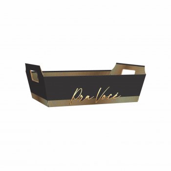 Bandeja Vintage Pra Você C/Hot Stamping 26cmx18cmx8,5cm 4pc Preto/Ouro