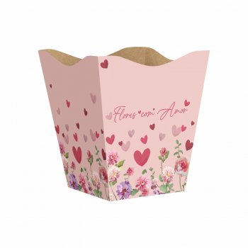 Cachepot Vintage Flores Com Amor Grande 10pc Rosé Claro