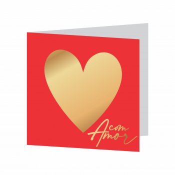 Cartão Modern Love c/ Hot Stamping 09cmx09cm 10pçs Vermelho/Ouro