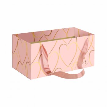 Caixa Kit Modern Love c/ Hot Stamping 20cmx12cmx10cm 1pç Rosé Claro/Ouro
