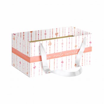 Caixa Kit Blossom c/ Alça Cetim 20cmx12cmx10cm 1pç Branco