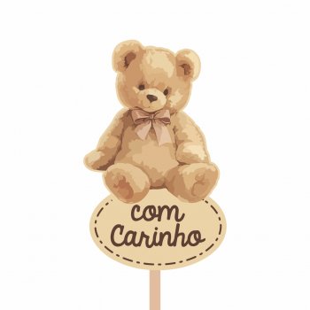 Pick MDF Urso - Com Carinho 59mmx96mm 1pç Natural