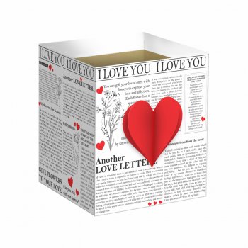 Cachepot Quadrado Love Journal c/Aplique 14,5cmx14,5cmx15,5cm 10pc Branco