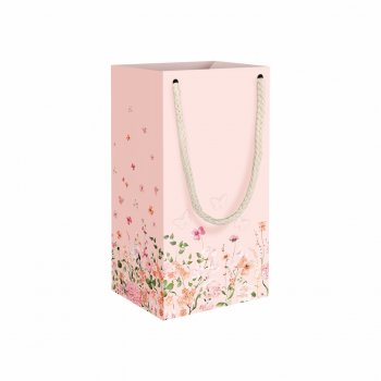 Sacola Duplex Blossom c/ Relevo 26cmx13,8cmx11cm 4pç Coral Claro