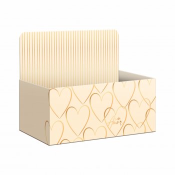 Caixa Display Modern Love C/Hot Stamping 27,5cmx11,5cmx18,5cm 1pç Barbante/Ouro