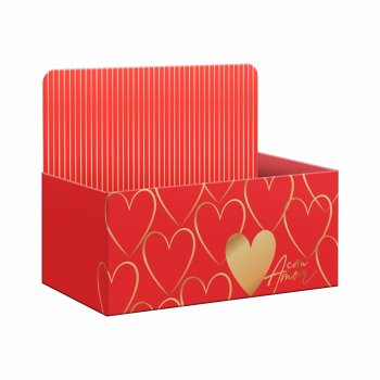 Caixa Display Modern Love C/Hot Stamping 21cmx9cmx12cm 1pç Vermelho/Ouro