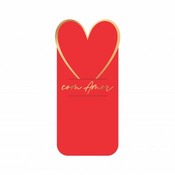 Cartão p/ Flores Modern Love c/ Hot Stamping 14,5cmx32cm 6pçs Vermelho/Ouro