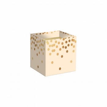 Cachepot Quadrado C/ Hot Stamping Dotz 06cmx06cmx5,5cm 10pc Barbante/Ouro