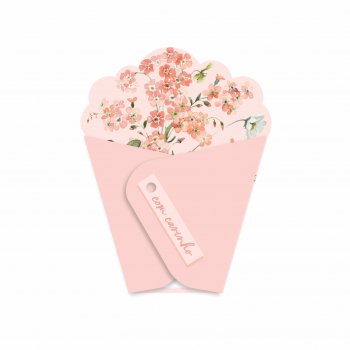 Cartão Abraço c/fio Blossom 9,4cmx12,1cm 06pçs Coral Claro