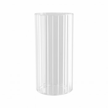 Vaso Vidro Canelado 9,5cmx19,5cm Incolor