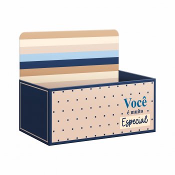 Caixa Display Milano 21cmx9cmx12cm 1pç Bege/Azul Marinho