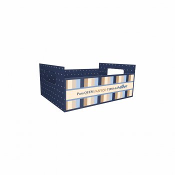 Cesta Retangular Milano 26,5cmx19cmx8,5cm 4pc Barbante/Azul Marinho