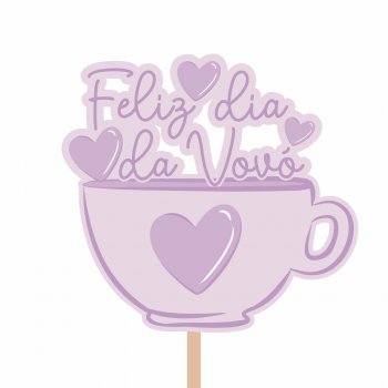 Pick MDF Feliz Dia Da Vovó 75mmx70mm 1pç Lavanda