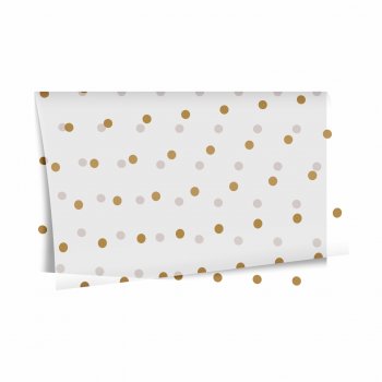 Poli 500 Acetinado Coreano Dots 57cmx57cm 20fls Branco/Ouro